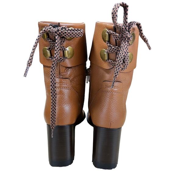 See By Chloe NWOB Lugg Sole Cognac Brown Leather Heeled Boots Size 37 (US 7) - Picture 3 of 10